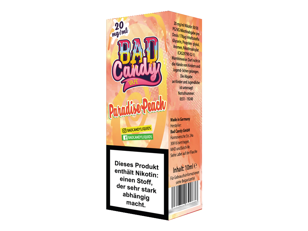 Bad Candy Liquids Paradise Peach Nikotinsalz Liquid 10ml