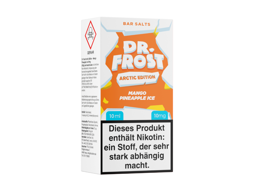 Dr. Frost Nikotinsalz Liquid Mango Pineapple Ice Kühlen