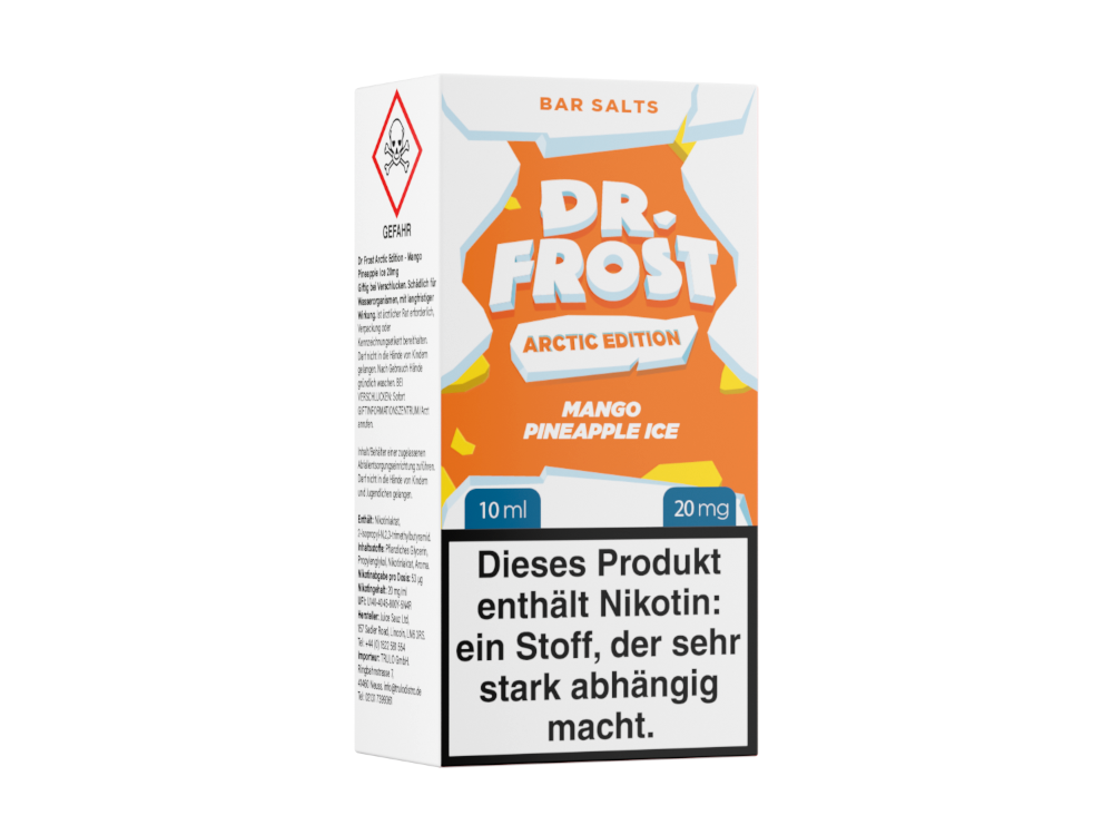 Dr. Frost Nikotinsalz Liquid Mango Pineapple Ice Kühlen