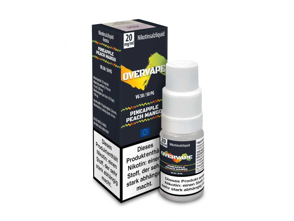 Overvape Nikotinsalz Liquid mit Ananas-Pfirsich-Mango Geschmack