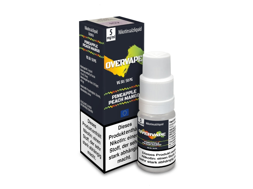 Overvape Nikotinsalz Liquid mit Ananas-Pfirsich-Mango Geschmack