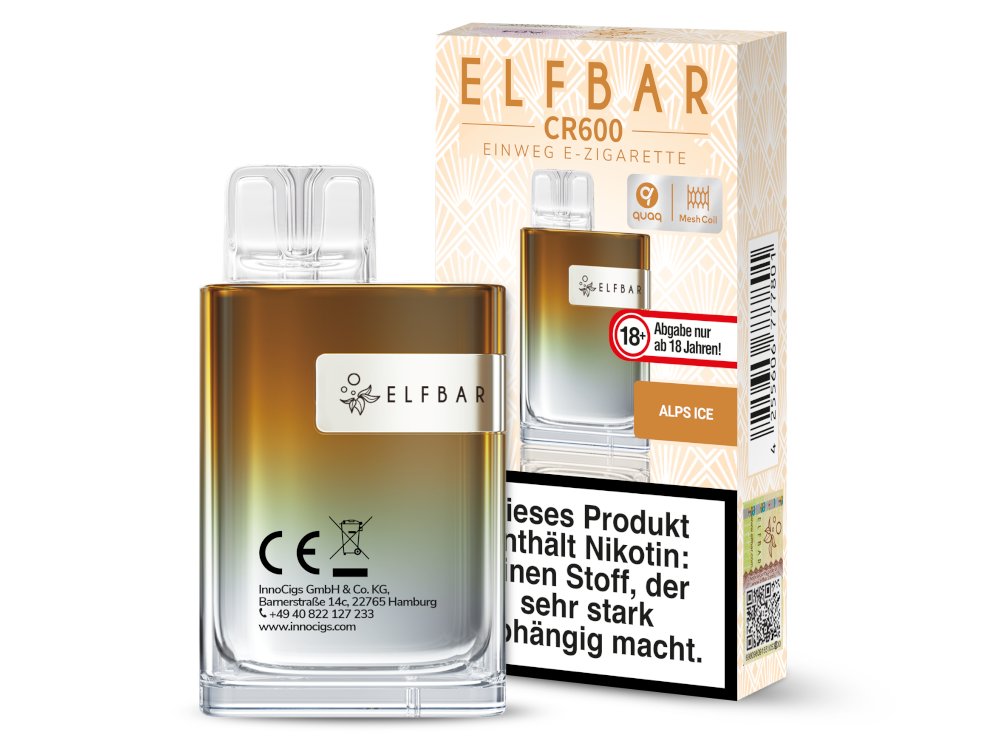 Elfbar CR600 Einweg E-Zigarette mit Kühlem Alps Ice Geschmack