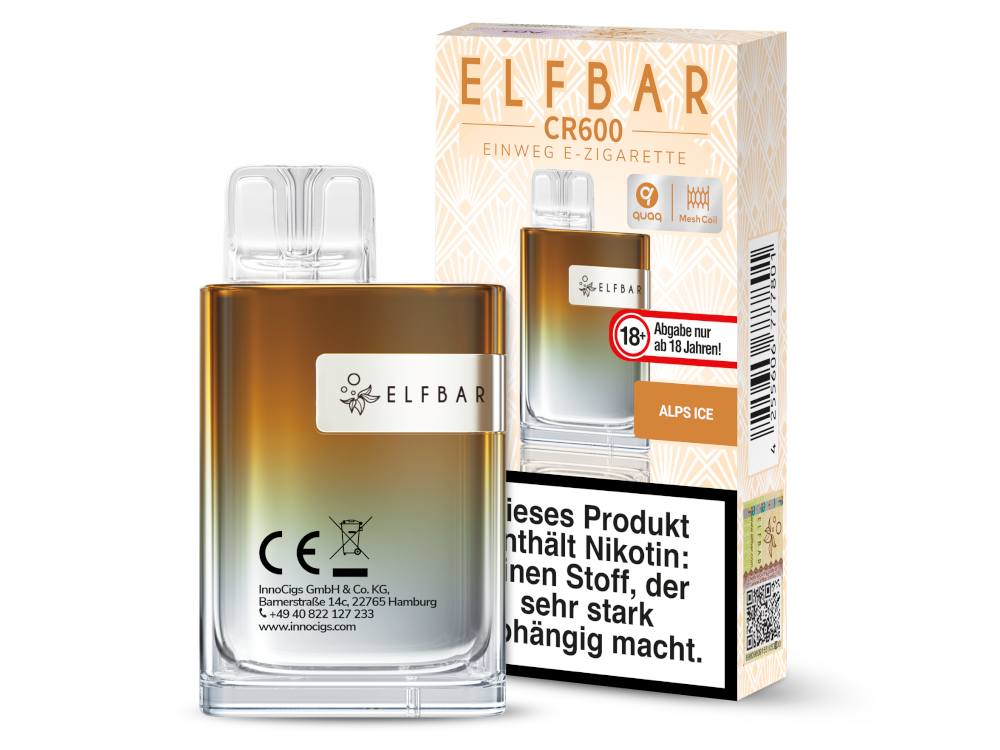 Elfbar CR600 Einweg E-Zigarette mit Kühlem Alps Ice Geschmack