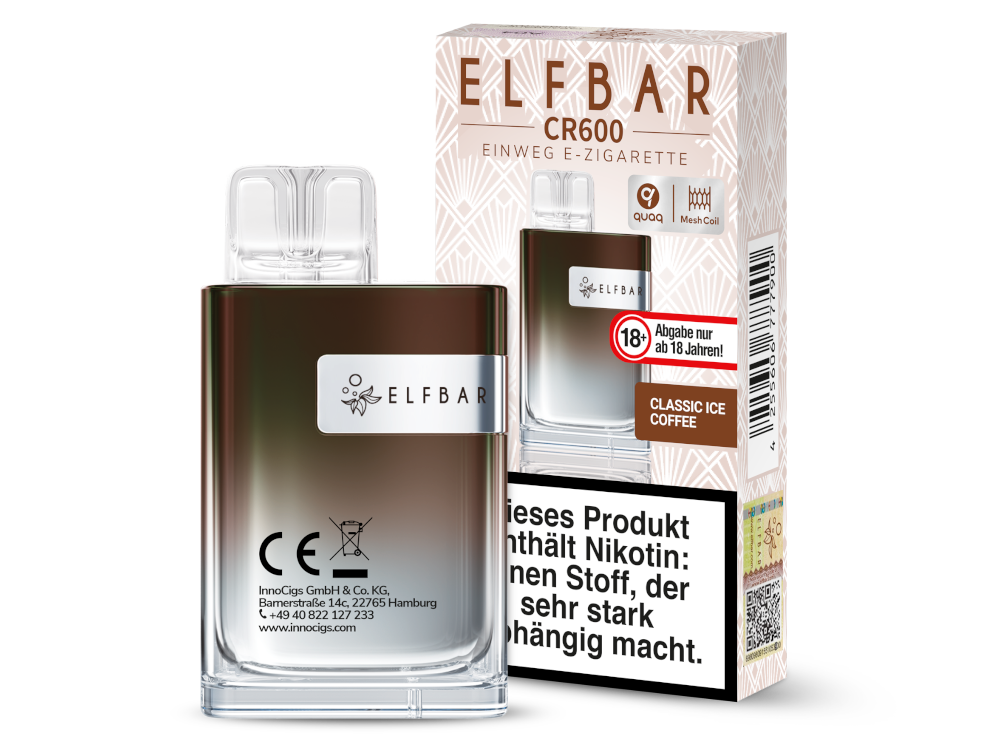 Elfbar CR600 Einweg E-Zigarette mit Kühlem Alps Ice Geschmack