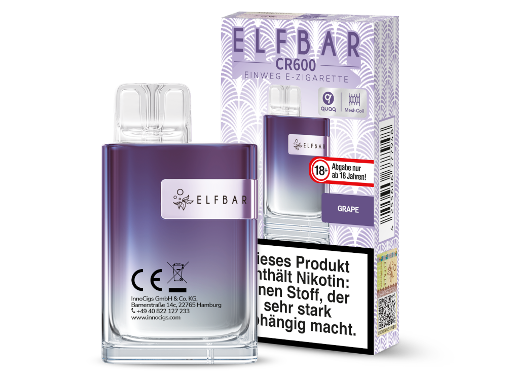 Elfbar CR600 Einweg E-Zigarette mit Kühlem Alps Ice Geschmack