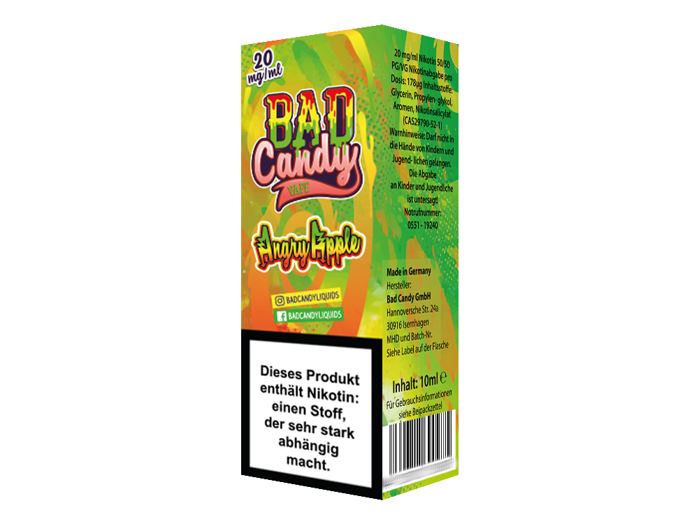 Bad Candy Liquids - Angry Apple Nikotinsalz Liquid Genuss
