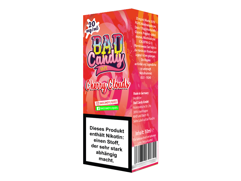 Bad Candy Liquids - Cherry Cloud Nikotinsalz Liquid Genuss