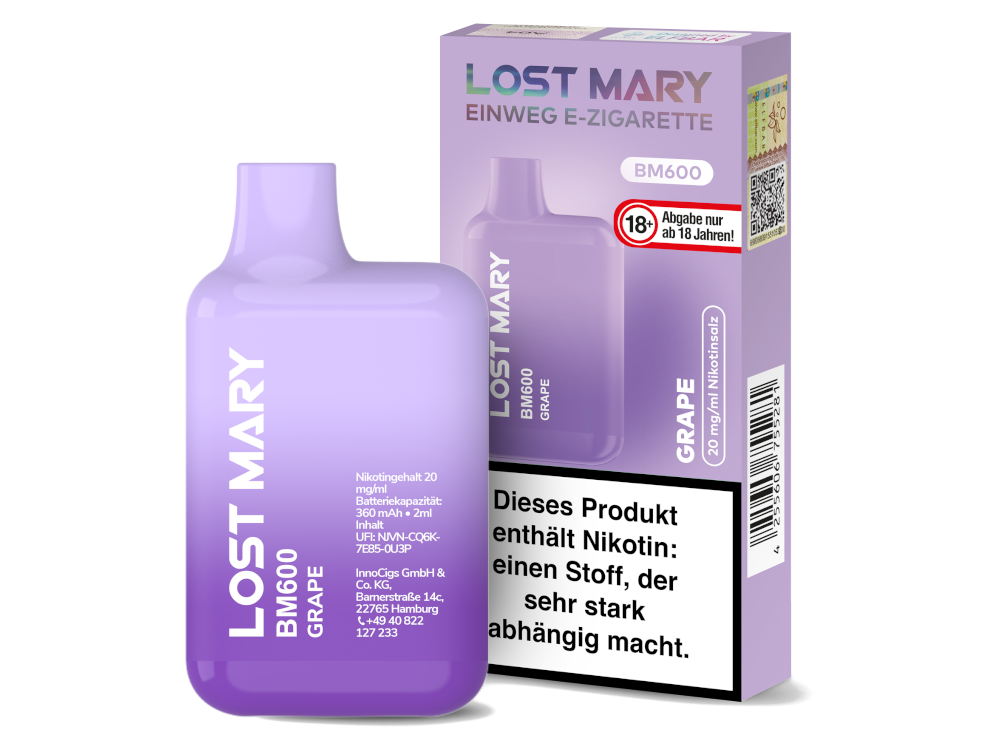 Lost Mary BM600 Einweg E-Zigarette 20mg/ml Blaubeere