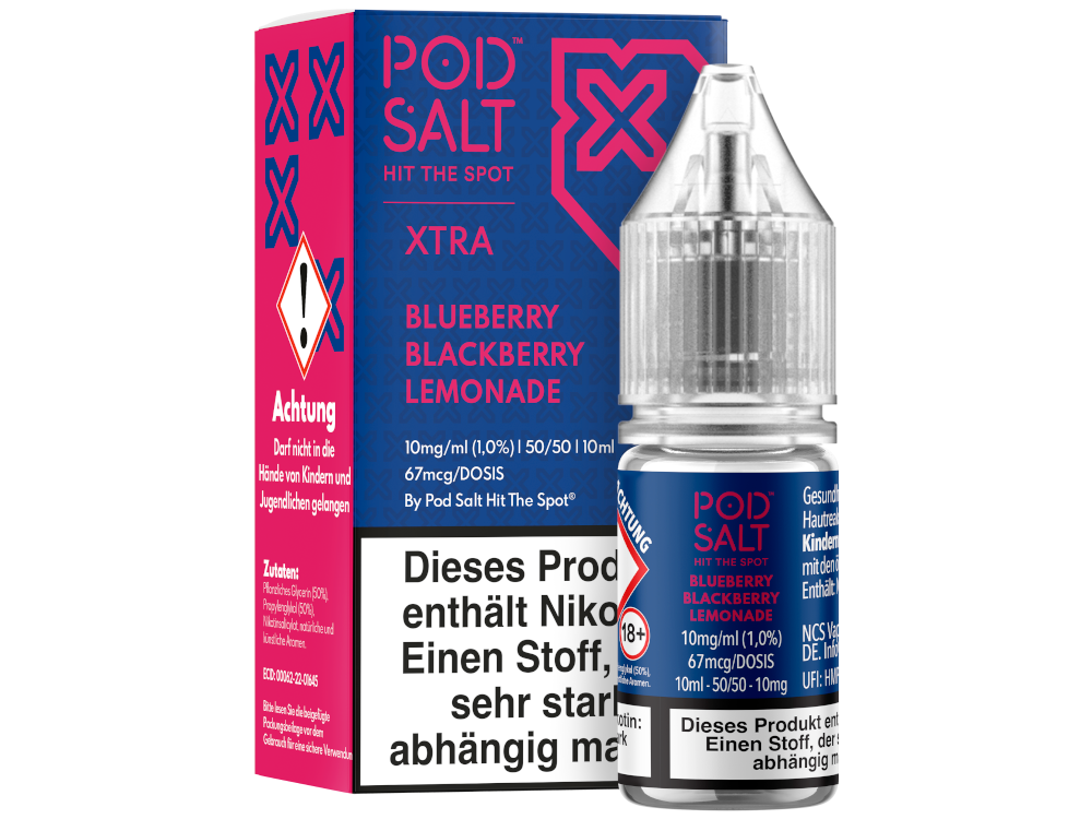 Pod Salt X Nikotinsalz Liquid Blaubeere-Brombeer-Limonade