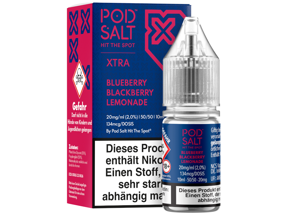 Pod Salt X Nikotinsalz Liquid Blaubeere-Brombeer-Limonade