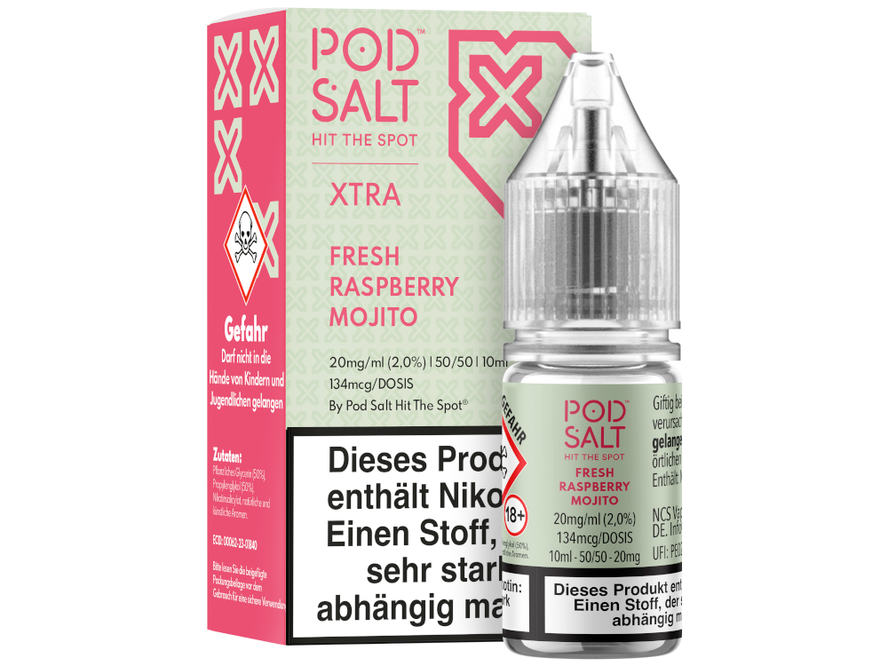Pod Salt X Nikotinsalz Liquid Frischer Himbeer Mojito