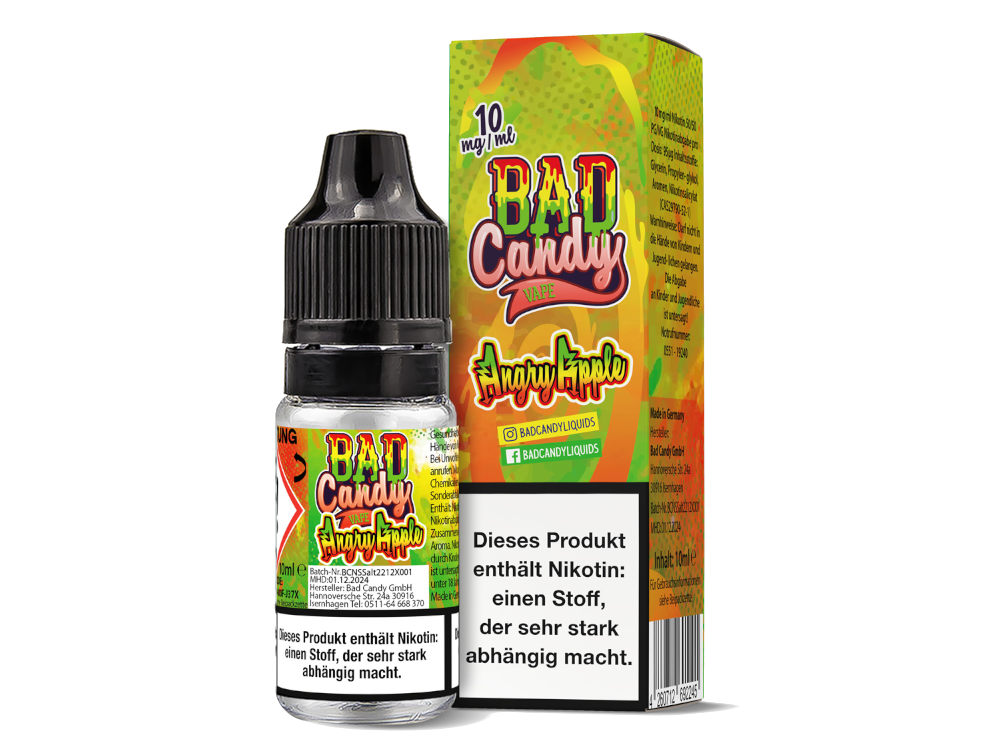 Bad Candy Liquids - Angry Apple Nikotinsalz Liquid Genuss