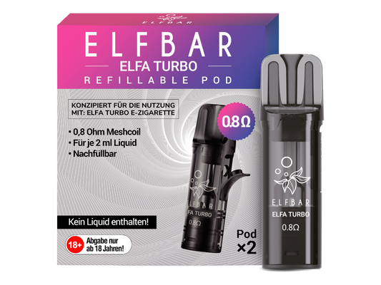 Elfbar - Elfa Turbo 0,8 Ohm Pod Mit 2ml Tankvolumen